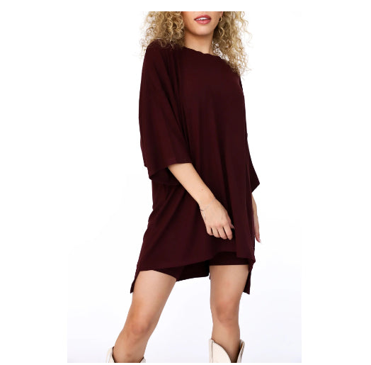 Lekki Zestaw  Oversize – Luźna Tunika i Szorty (2-częściowy)