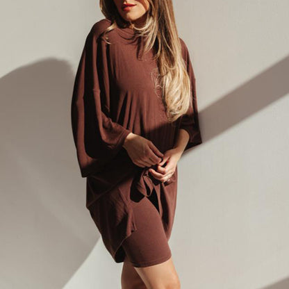 Lekki Zestaw  Oversize – Luźna Tunika i Szorty (2-częściowy)