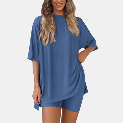 Lekki Zestaw  Oversize – Luźna Tunika i Szorty (2-częściowy)
