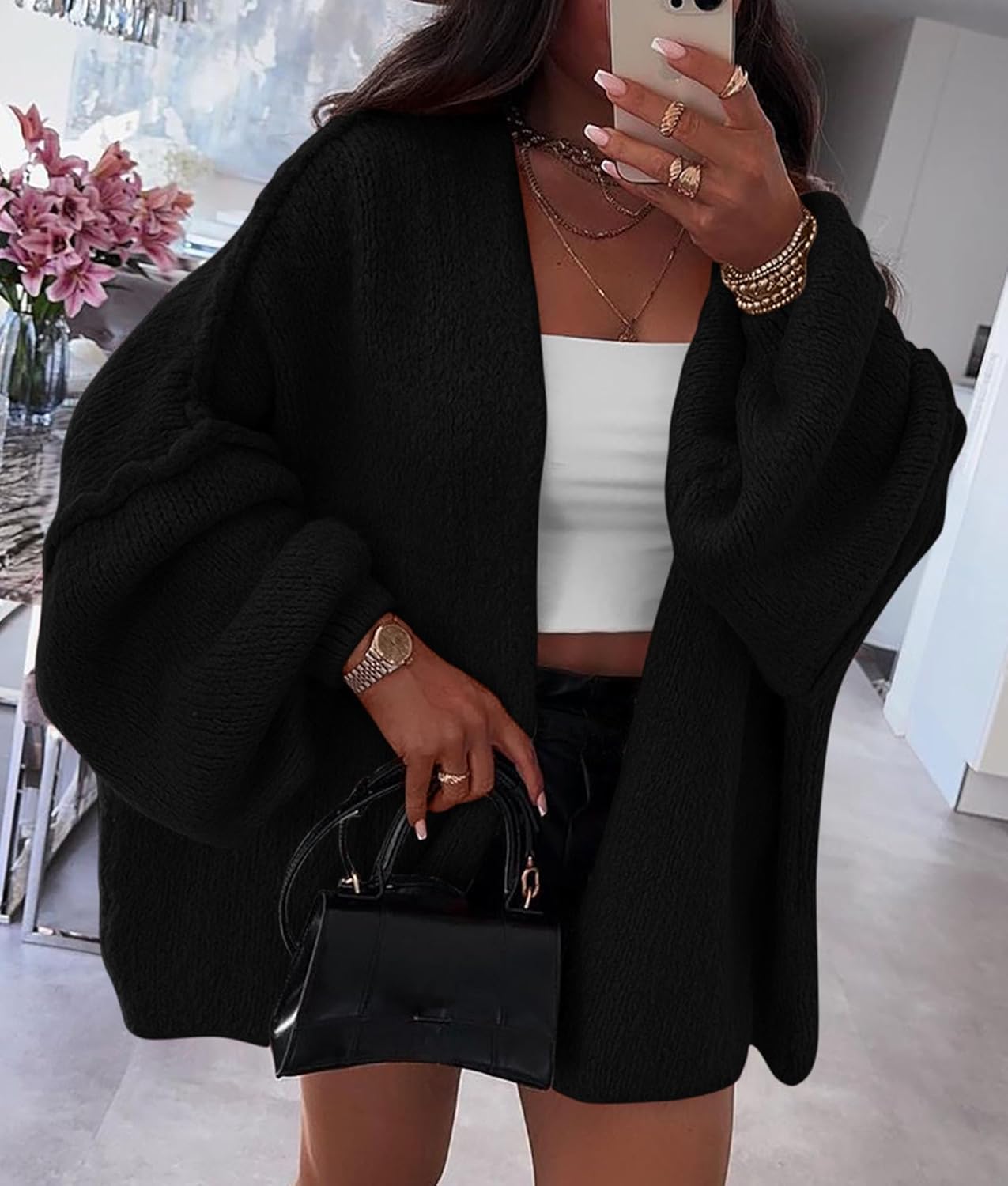 Lekki Dzianinowy Kardigan Damski