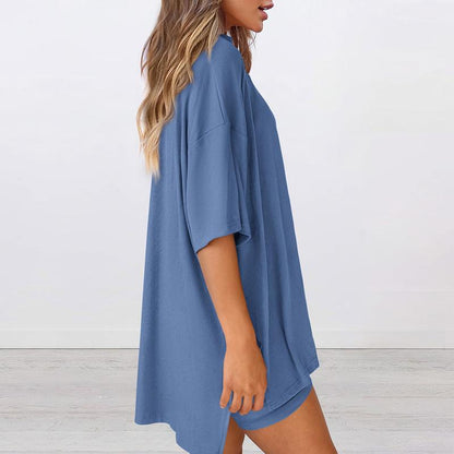 Lekki Zestaw  Oversize – Luźna Tunika i Szorty (2-częściowy)
