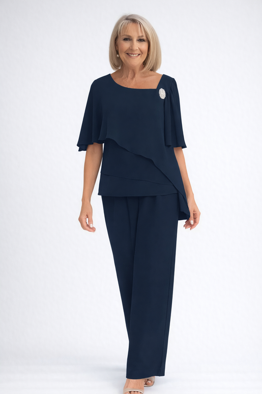 Sophia | Elegancki Granatowy Zestaw Damski 2-Częściowy
