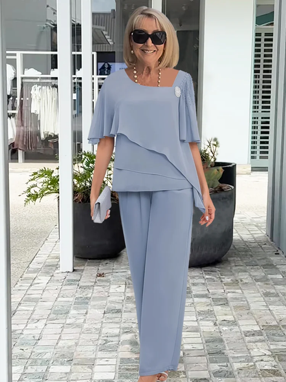 Sophia | Elegancki Granatowy Zestaw Damski 2-Częściowy