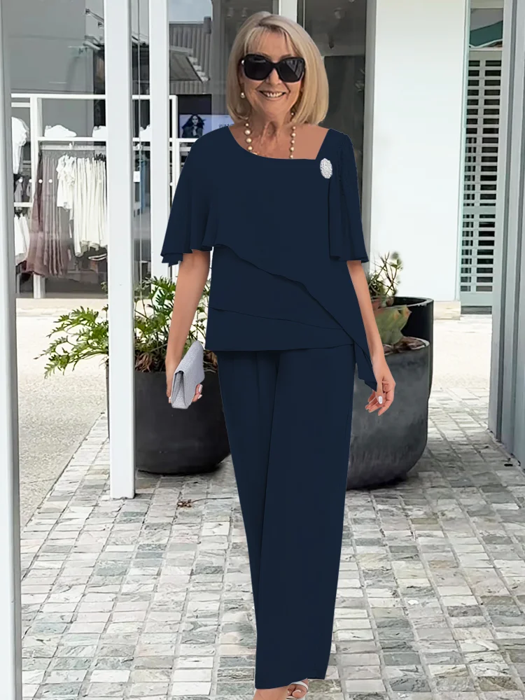 Sophia | Elegancki Granatowy Zestaw Damski 2-Częściowy