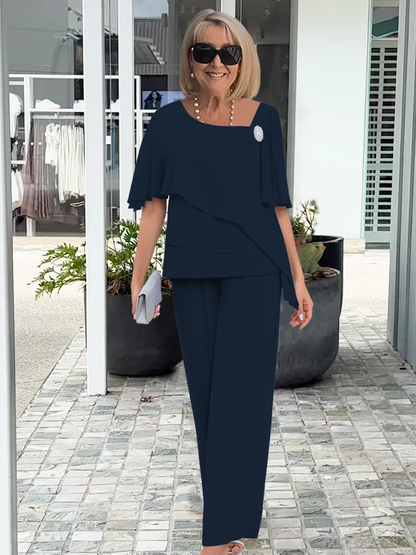 Sophia | Elegancki Granatowy Zestaw Damski 2-Częściowy