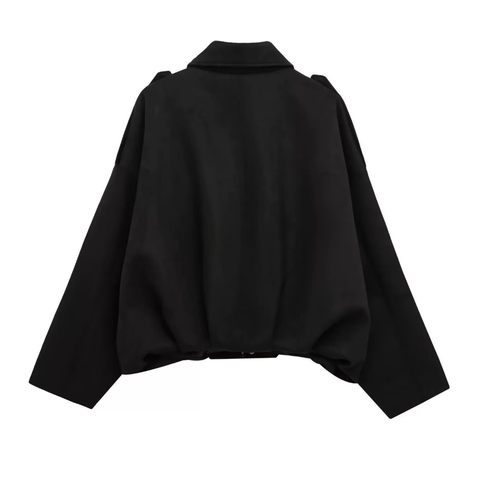 Kurtka Bomberka Zamszowa Damska Oversize