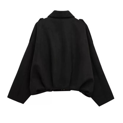 Kurtka Bomberka Zamszowa Damska Oversize