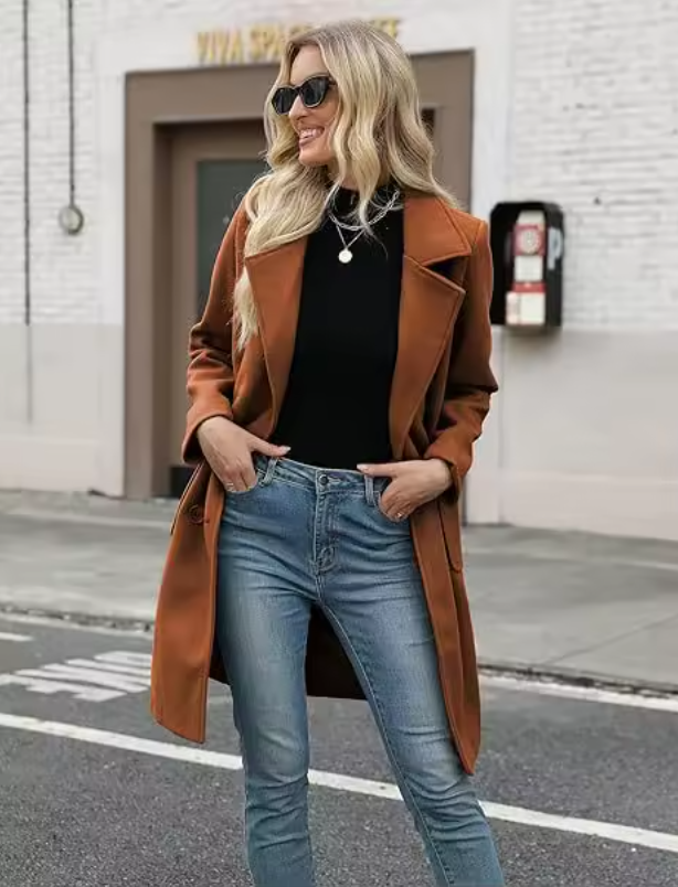 Elegancki Damski Płaszcz Zimowy Nolena