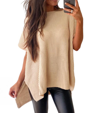 Damski luźny sweter dzianinowy jesienny