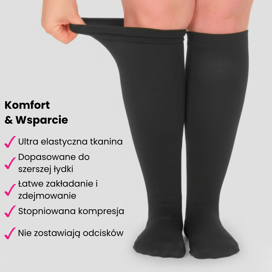 Komprexa Szerokie skarpety uciskowe wspierające krążenie i walkę z żylakami